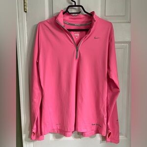 Nike Running Hot Pink Dri-Fit Zip Up Top Shirt with Reflective Trim Size Large